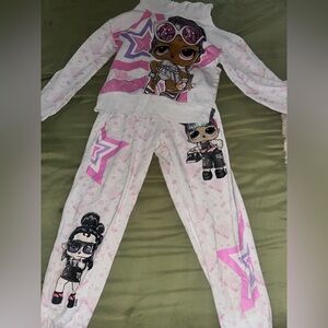 Fashion Nova Pink and White Character Pajama Set